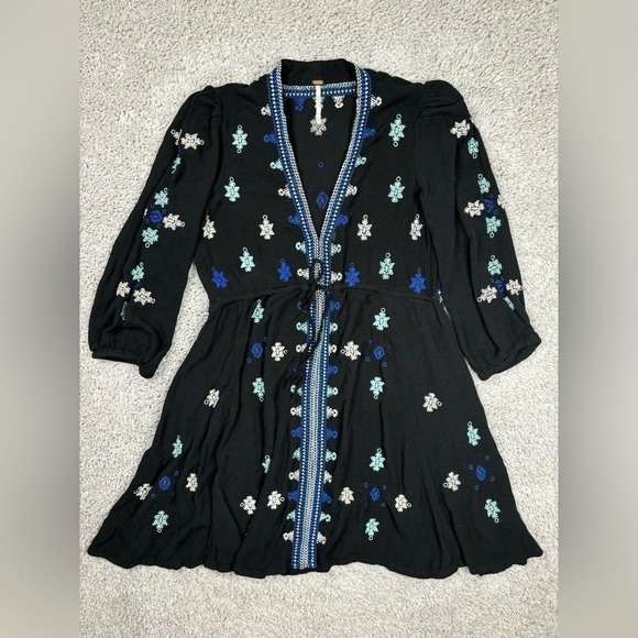 Free People Dress Swing Stargazer Embroidered Party Concert Rodeo Night Out Fest - Picture 1 of 4